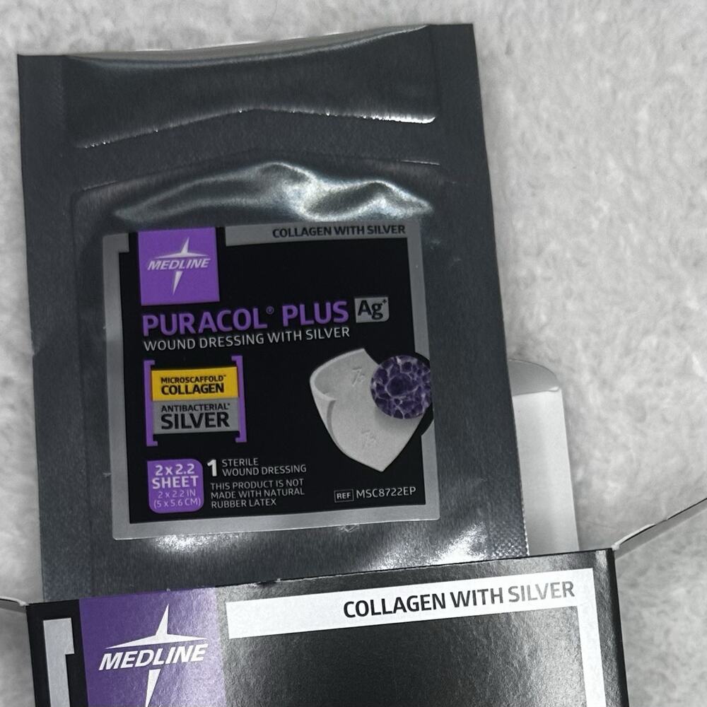 Medline PURACOL PLUS Collagen Silver Antibacterial Sterile 2x2.2 Wound Dressing - Picture 5 of 5
